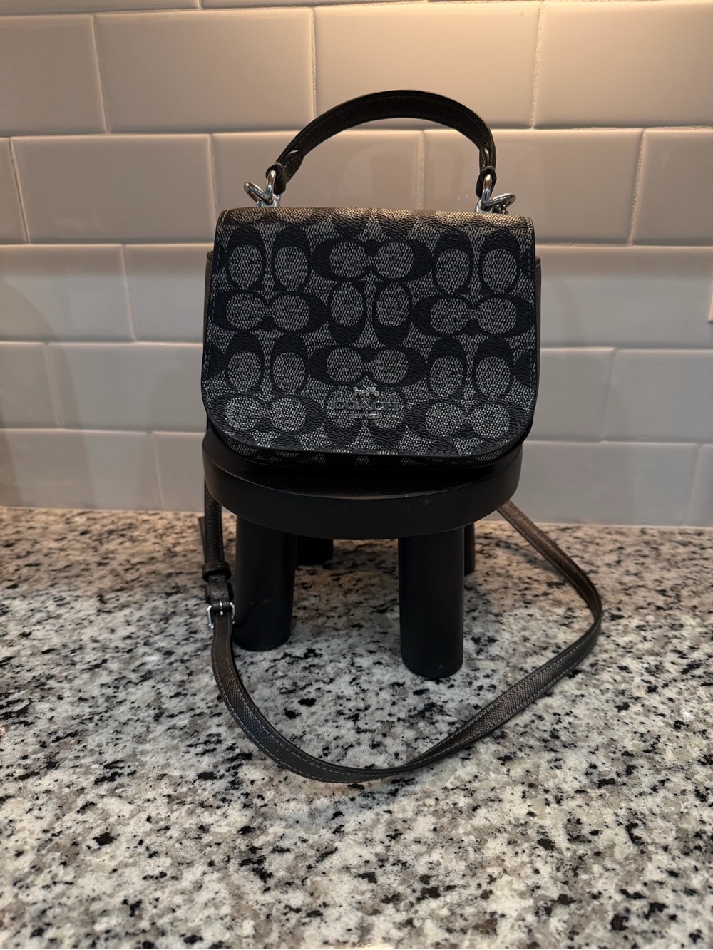 Coach Black Signature Mini Top-Handle Crossbody